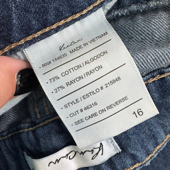 KanCan Distressed Dark Drape Ripped High Rise Wide Leg Jean Women's Plus Size 16 - Picture 6 of 7